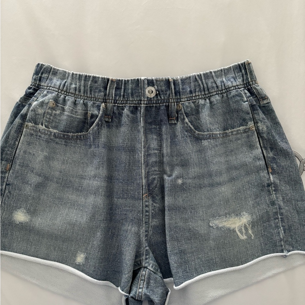 rag & bone Blue Jean Shorts Distressed Pull-On